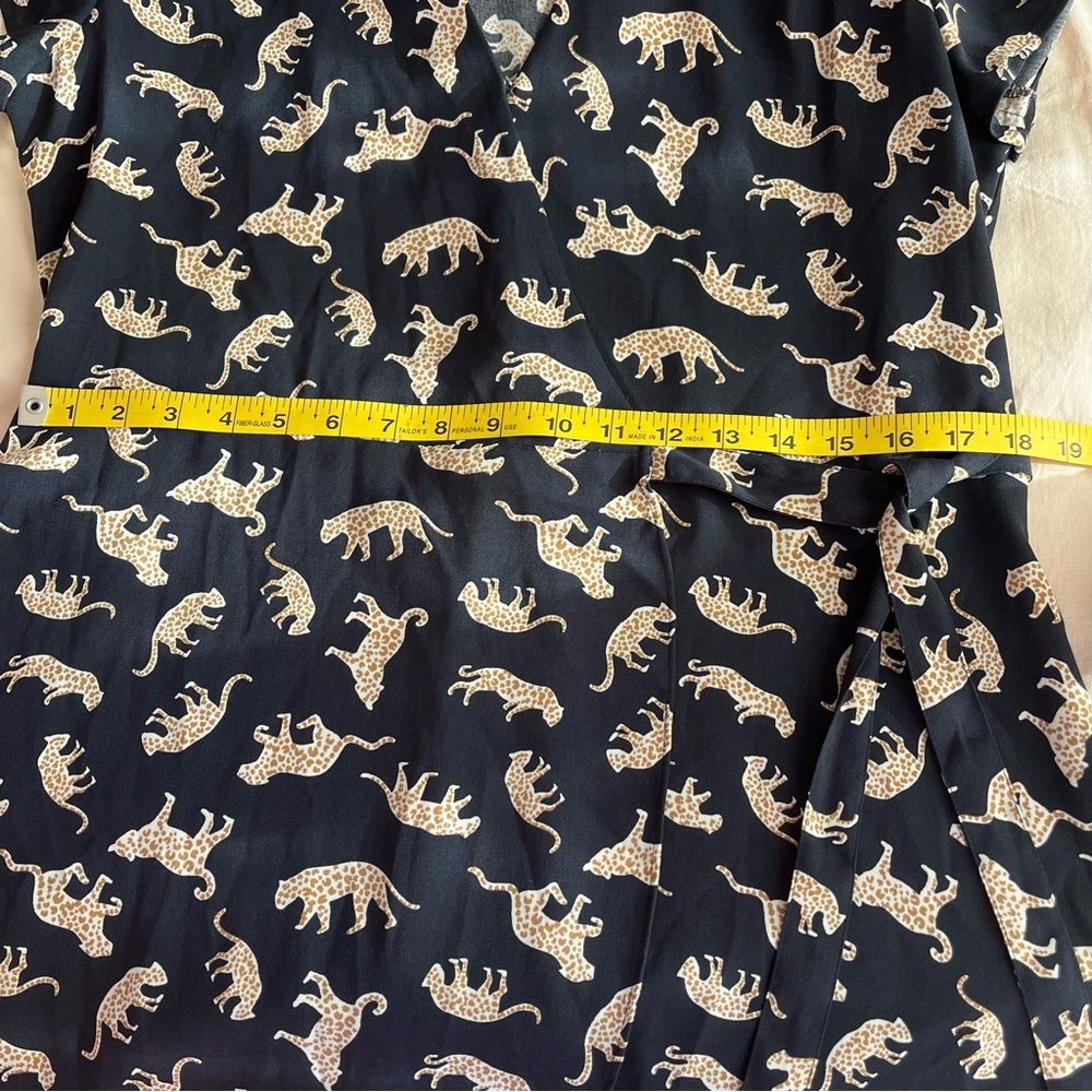 J.Crew• Navy Leopard Wrap Dress• Sz 10 - Picture 9 of 12